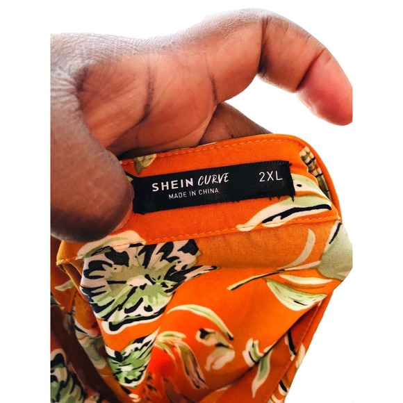 1290 Women s sz 2XL collared shirt dress long floral Hawaiian button front - Picture 7 of 10